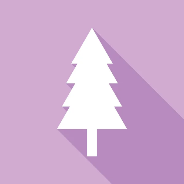Neujahrsbaumschild Weiße Ikone Mit Langem Schatten Auf Violettem Hintergrund — Stockvektor
