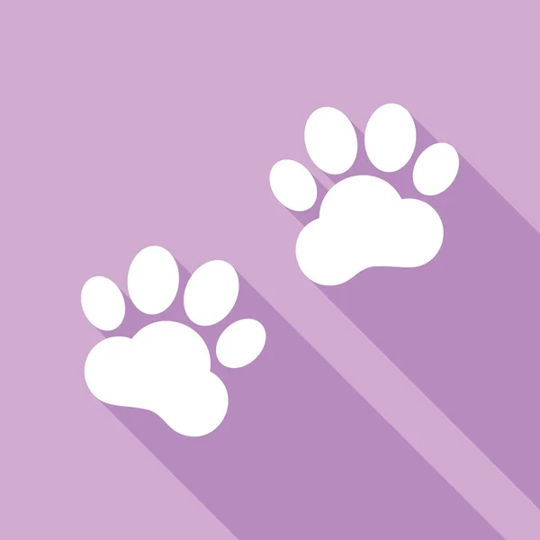 Tierspuren Schild Weiße Ikone Mit Langem Schatten Auf Violettem Hintergrund — Stockvektor