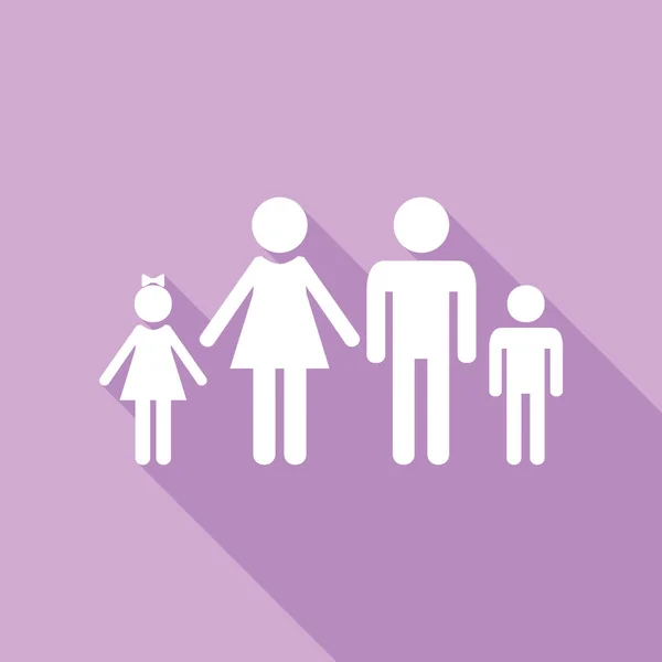 Приклад Про Сімейний Знак Білий Ікон Довгою Тінню Пурпуровому Тлі — стоковий вектор