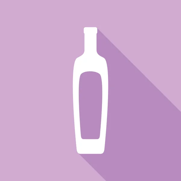 Signo Botella Aceite Icono Blanco Con Sombra Larga Sobre Fondo — Archivo Imágenes Vectoriales