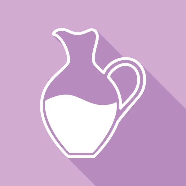 Amphora Teken Witte Ikoon Met Lange Schaduw Paarse Achtergrond — Stockvector