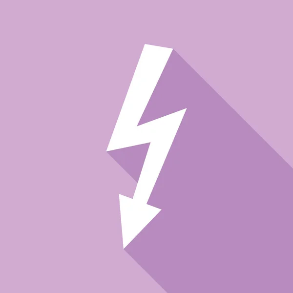 高圧危険標識 紫色の背景に長い影の白いアイコン — ストックベクタ