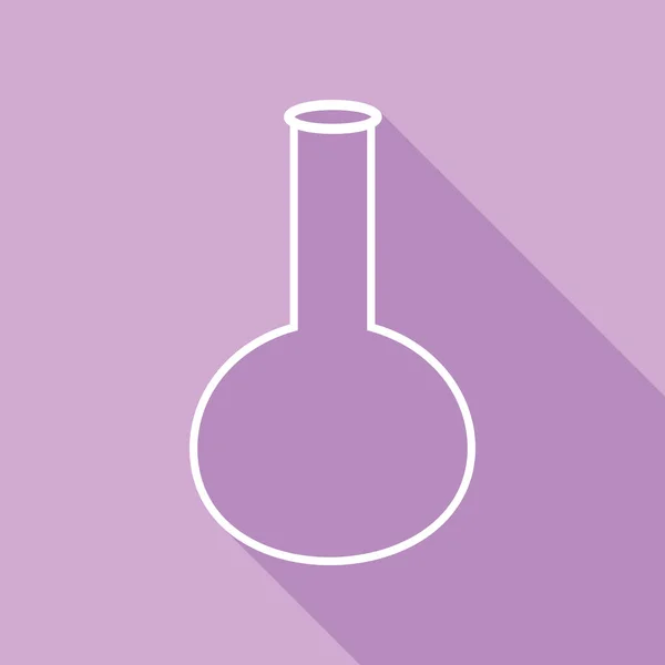 实验室玻璃标志 紫色背景的长阴影白色图标 — 图库矢量图片