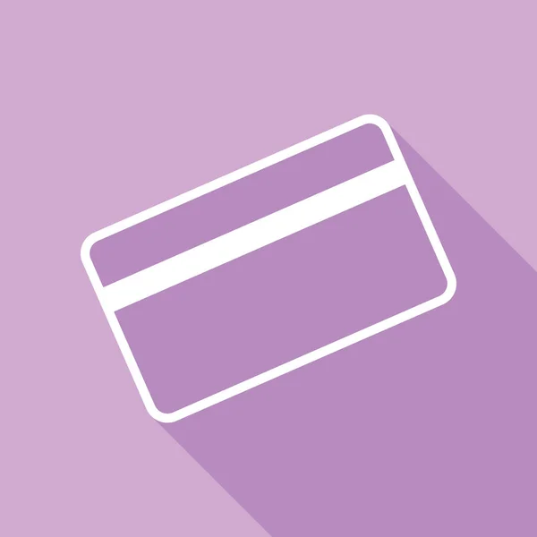 Символ Кредитної Картки Звантаження Біла Ікона Довгою Тінь Фіолетовому Фоні — стоковий вектор