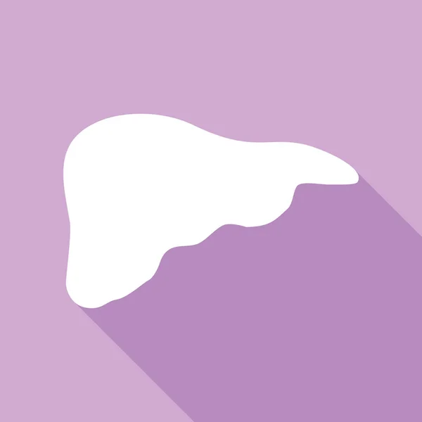 Menschliche Anatomie Leberzeichen Weiße Ikone Mit Langem Schatten Auf Violettem — Stockvektor