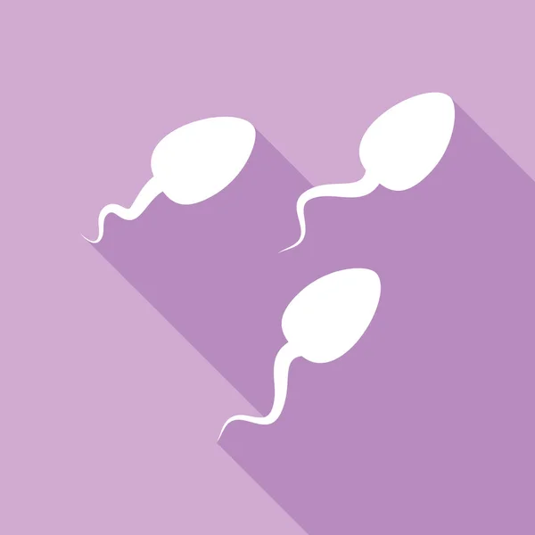 Иллюстрация Знака Спермы Белая Икона Длинной Тенью Фиолетовом Фоне — стоковый вектор