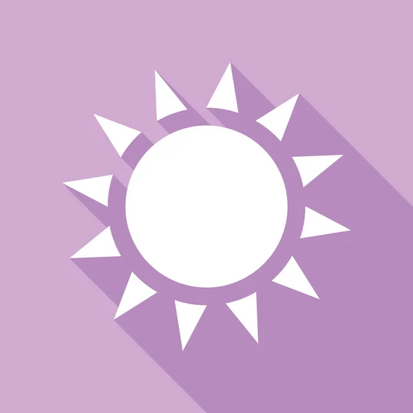 Знак Сонця Ілюстрація Біла Ікона Довгою Тінь Фіолетовому Фоні — стоковий вектор