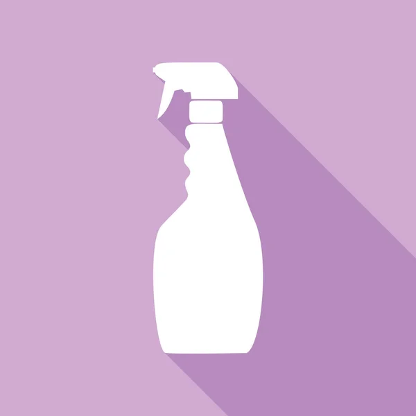 Plastikflasche Zum Reinigen Weiße Ikone Mit Langem Schatten Auf Violettem — Stockvektor
