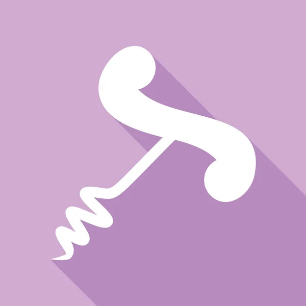 Corkscrew符号示例 紫色背景的长阴影白色图标 — 图库矢量图片