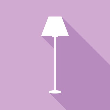 Lamba basit bir işaret. Mor arkaplanda uzun gölgesi olan beyaz simge.