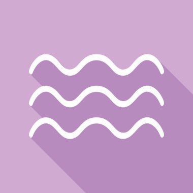 Dalgalar illüstrasyon imzalar. Mor arkaplanda uzun gölgesi olan beyaz simge.