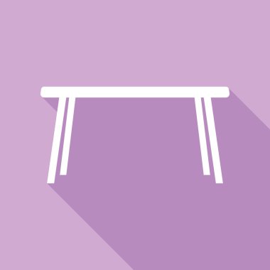 Tabela. Mor arkaplanda uzun gölgesi olan beyaz simge.