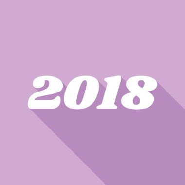 2018 yıllık illüstrasyon. Mor arkaplanda uzun gölgesi olan beyaz simge.