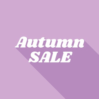 Sonbahar satışı yazıtları. Mor arkaplanda uzun gölgesi olan beyaz simge.