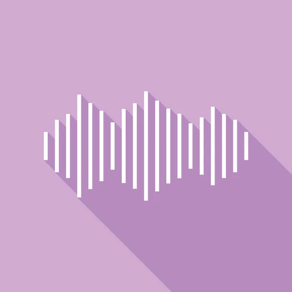 Sound Waves Icon White Icon Long Shadow Purple Background — Stock Vector