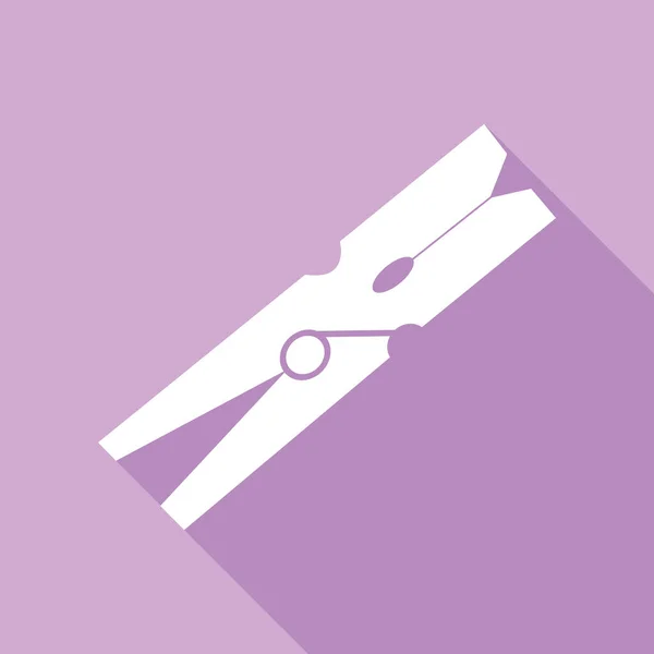 Kleiderstangen Zeichen Weiße Ikone Mit Langem Schatten Auf Violettem Hintergrund — Stockvektor