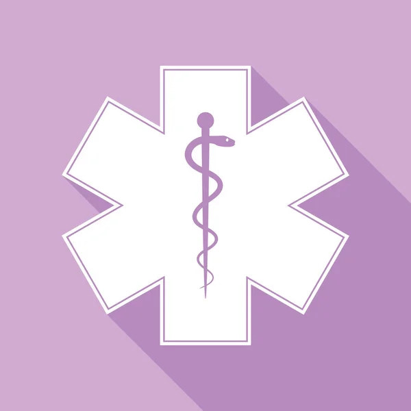 의학계에서는 상황이나 생명의 국경을 이루는 상징한다 보라색 배경에 그림자가 아이콘 — 스톡 벡터