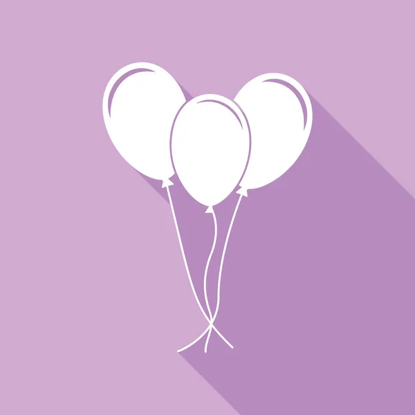 Балони Встановили Знак Білий Ікон Довгою Тінню Пурпуровому Тлі — стоковий вектор