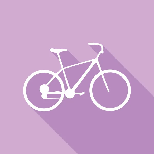 Bicicleta Sinal Bicicleta Ícone Branco Com Sombra Longa Fundo Roxo —  Vetores de Stock