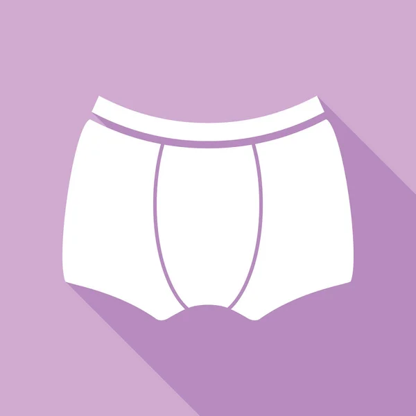 Man Underwear Sign White Icon Long Shadow Purple Background — Stock Vector