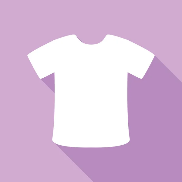 Shirt Zeichen Weiße Ikone Mit Langem Schatten Auf Violettem Hintergrund — Stockvektor