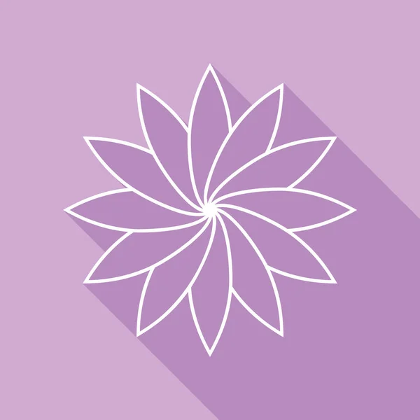 Panneau Fleuri Icône Blanche Avec Une Longue Ombre Sur Fond — Image vectorielle