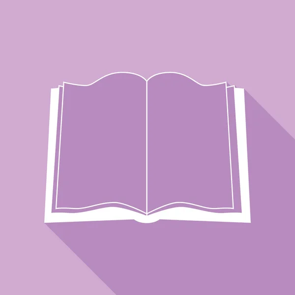Книжный Знак Белая Икона Длинной Тенью Фиолетовом Фоне — стоковый вектор