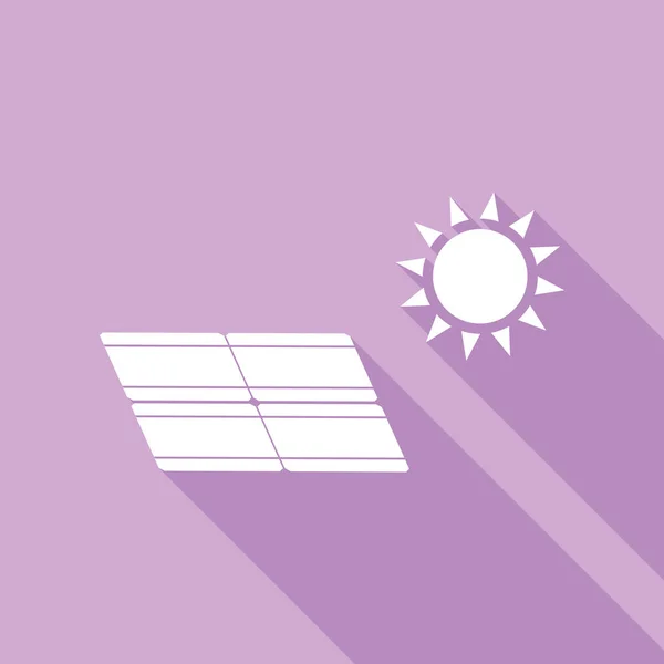 Solar Energy Panel Eco Trend Concept Sign White Icon Long — Stock Vector