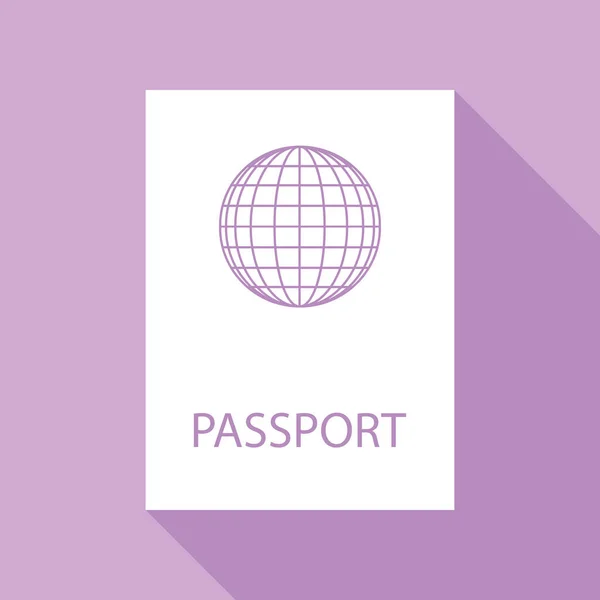 Ilustración Pasaportes Icono Blanco Con Sombra Larga Sobre Fondo Púrpura — Archivo Imágenes Vectoriales