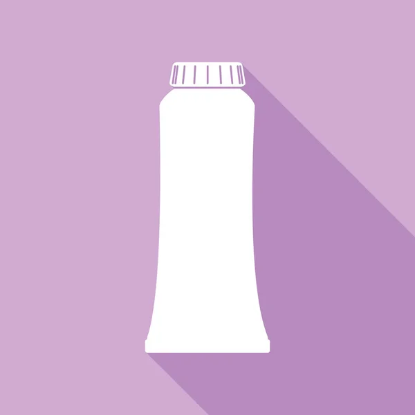 Illustration Zahnpastatubenzeichen Weiße Ikone Mit Langem Schatten Auf Violettem Hintergrund — Stockvektor