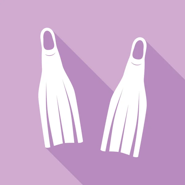 潜水拖鞋的签名 紫色背景的长阴影白色图标 — 图库矢量图片