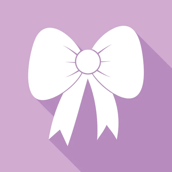 Bogenzeichen Illustration Weiße Ikone Mit Langem Schatten Auf Violettem Hintergrund — Stockvektor