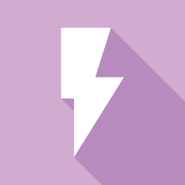 稲妻の看板イラスト 紫色の背景に長い影の白いアイコン — ストックベクタ