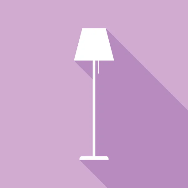 Stehlampe Zeichen Illustration Weiße Ikone Mit Langem Schatten Auf Violettem — Stockvektor