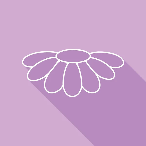 Иллюстрация Ромашки Белая Икона Длинной Тенью Фиолетовом Фоне — стоковый вектор
