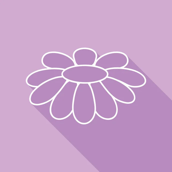 Иллюстрация Ромашки Белая Икона Длинной Тенью Фиолетовом Фоне — стоковый вектор