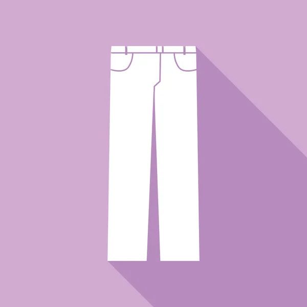 Vaqueros Hombre Pantalón Icono Blanco Con Sombra Larga Sobre Fondo — Vector de stock