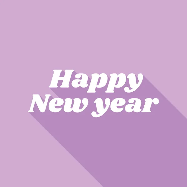 Νέο Έτος Χαιρετισμούς Κείμενο Λευκή Εικόνα Μεγάλη Σκιά Μωβ Φόντο — Διανυσματικό Αρχείο