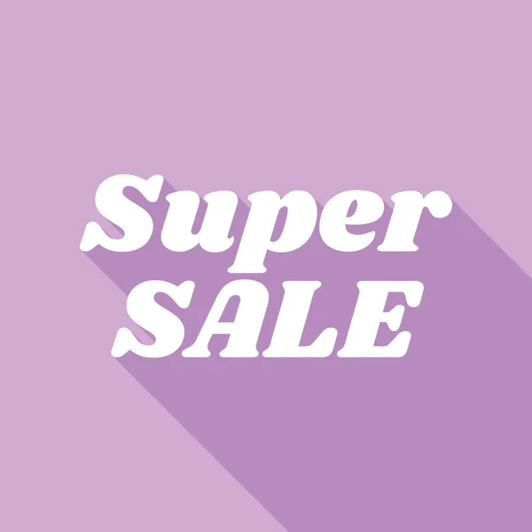 Надпись Super Sale Белая Икона Длинной Тенью Фиолетовом Фоне — стоковый вектор