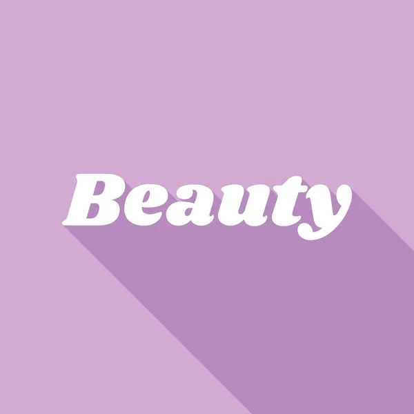 美のテキスト 紫色の背景に長い影の白いアイコン — ストックベクタ