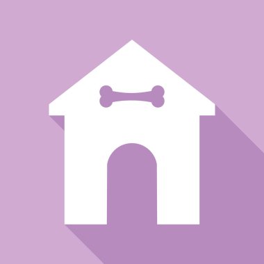 Evcil hayvan bakım tabelası. Mor arkaplanda uzun gölgesi olan beyaz simge.