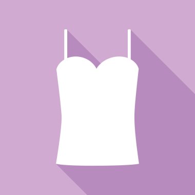 İç çamaşırı tabelası. Mor arkaplanda uzun gölgesi olan beyaz simge.