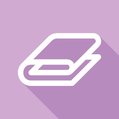 Banyo havlusu tabelası. Mor arkaplanda uzun gölgesi olan beyaz simge.