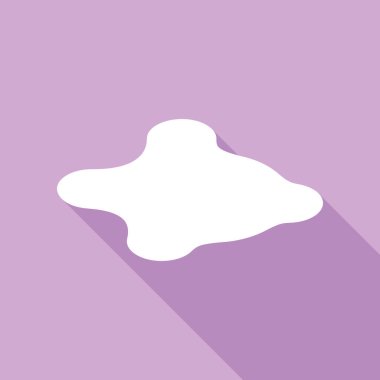 Mürekkep damlaları işareti. Mor arkaplanda uzun gölgesi olan beyaz simge.