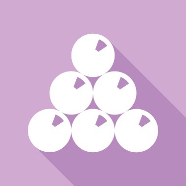 Bilardo tabelası. Mor arkaplanda uzun gölgesi olan beyaz simge.