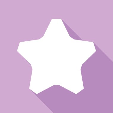 Yıldız işareti. Mor arkaplanda uzun gölgesi olan beyaz simge.