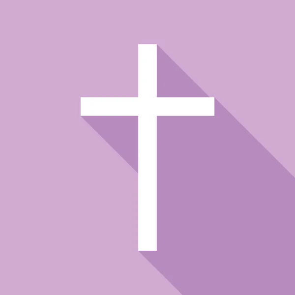 Kreuzzeichen Weiße Ikone Mit Langem Schatten Auf Violettem Hintergrund — Stockvektor