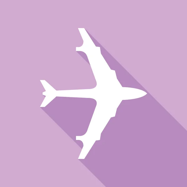 Πινακίδα Αεροπλάνου Λευκή Εικόνα Μεγάλη Σκιά Μωβ Φόντο — Διανυσματικό Αρχείο