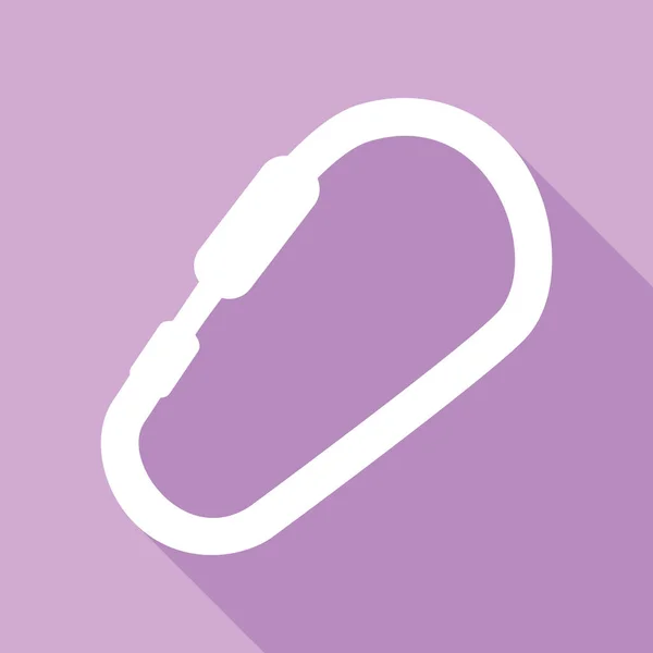 Знак Карабинера Белая Икона Длинной Тенью Фиолетовом Фоне — стоковый вектор