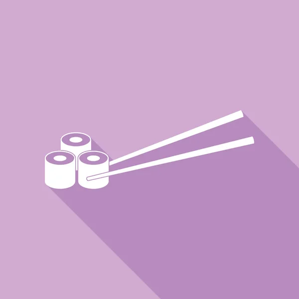 Sushi Logo Japanische Sushi Rolle Zeichen Weiße Ikone Mit Langem — Stockvektor